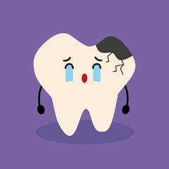 Sad Cavities Tooth Cute Dental Character