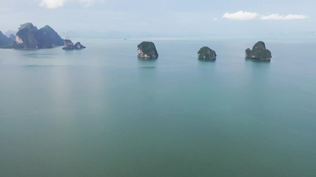 THAILAND Khao Phing Kan Islands Pan Across James Bond Islands left to right