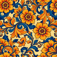 Ornate Anatolian Floral Tapestry Seamless Pattern