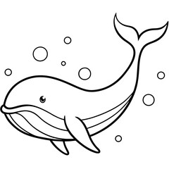 A whale swimming through the ocean with bubbles