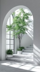 Fototapeta premium Modern Minimalist Interior Design with Plants