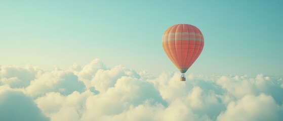 Fototapeta premium Bright and Colorful Hot Air Balloon Floating Above the Clouds