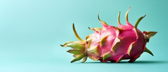 Vibrant Pink Dragon Fruit on Mint Green Background in Clean Design