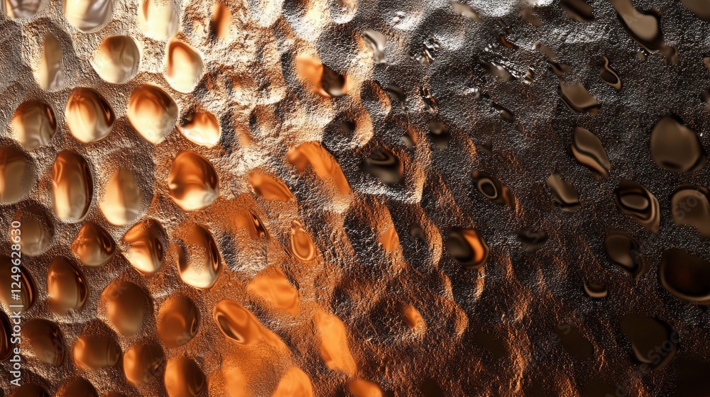 Poster abstract textured surface with metallic sheen and rounded indentations