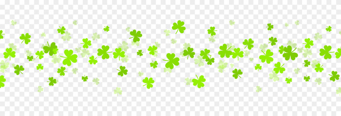 Vector flying clover png. Clover symbol of luck. Falling clover png. Saint Patrick's Day background.