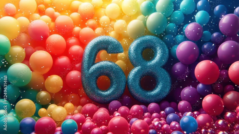 Aufkleber celebration of color and texture in vibrant display with glittering numbers set against a lively bac