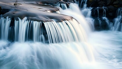 Close-up of a slow-flowing waterfall