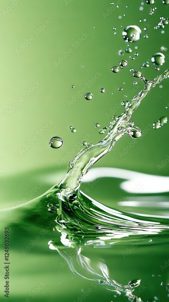 Poster a green background with water splashing out from the top, and a green background with water splashin