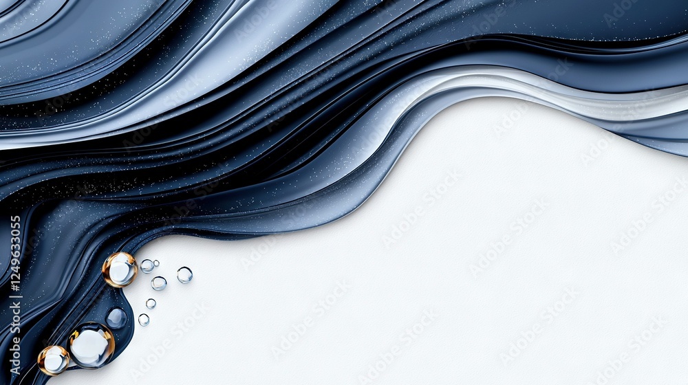 Poster an abstract blue and white background featuring water drops on top of a white backdrop with space fo