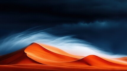   A desert landscape featuring a majestic blue-skyed mountain and billowy white clouds