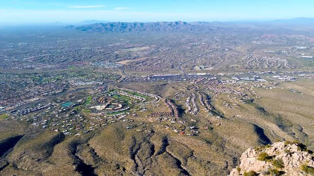 View of Oro Valley, Arizona, a town near Tucson, from Pusch Ridge Peak