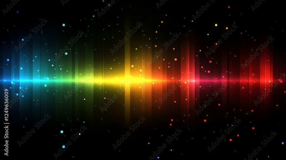 Poster a vibrant display of colorful glows and shimmering rays creates an enchanting abstract texture again
