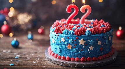 Celebration of a vibrant birthday cake adorned with festive decorations and candles highlighting a special milestone event