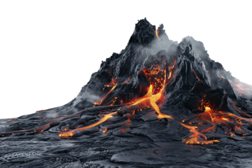 Mountain Lava Flow Gradually Becoming Cold