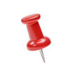 red push pin isolated on transparent background, PNG, cutout