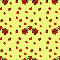 ladybug on a beige background.illustration for valentine's day