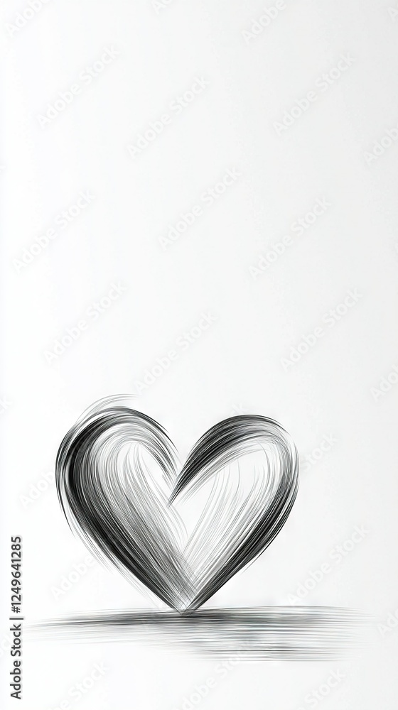 Poster a monochrome photograph of a heart on a white backdrop with a mirrored image of the heart centered i