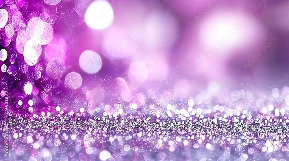 Poster a close-up of a vibrant purple and white background with numerous hazy light sources in the center o