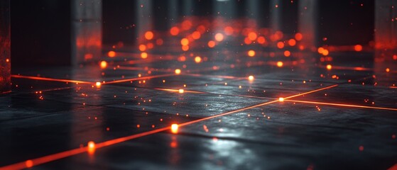 Network Connection Graphic Overlay with Banner on Floor