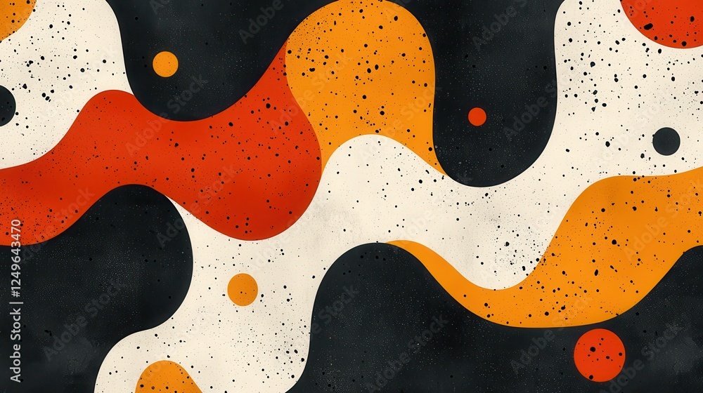 Poster abstract orange red wave pattern background design