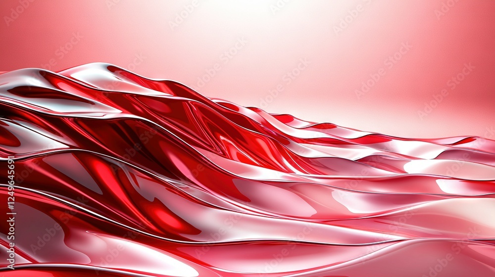 Poster a zoomed-in photo of a red and white background featuring a curvy pattern at the top and bottom of t
