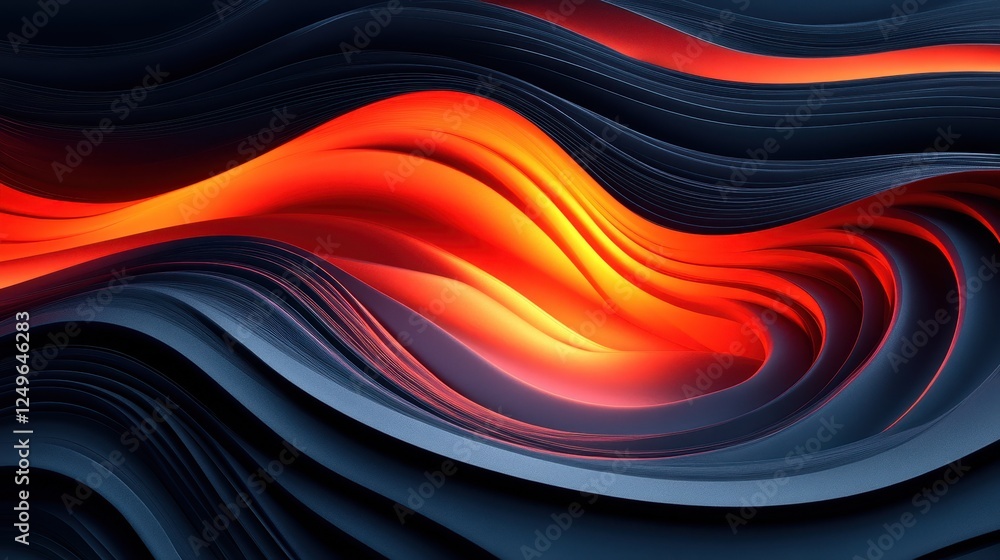 Poster abstract fiery waves, dark background, dynamic design, website header
