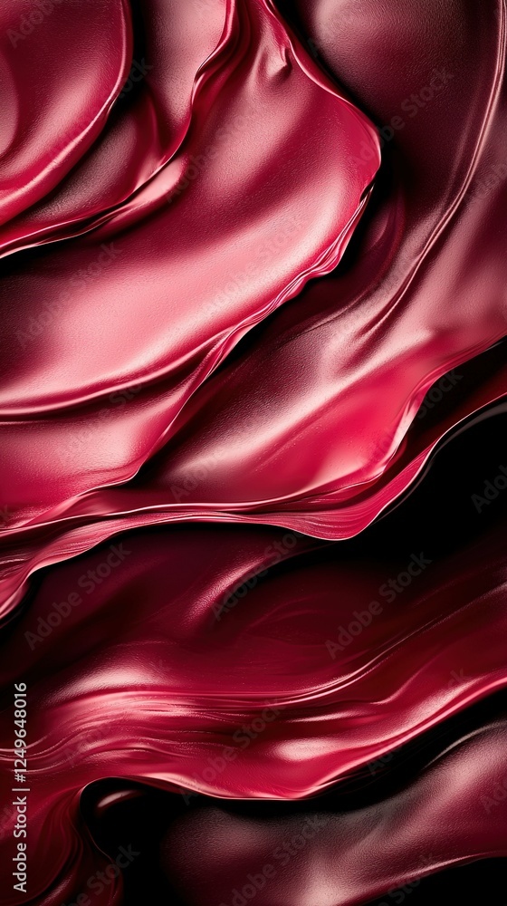 Poster a close-up of a cell phone screen with a red wave pattern on the background and a cell phone in fron