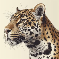Obraz premium Leopard portrait against a crisp white background highlighting its unique patterns and features