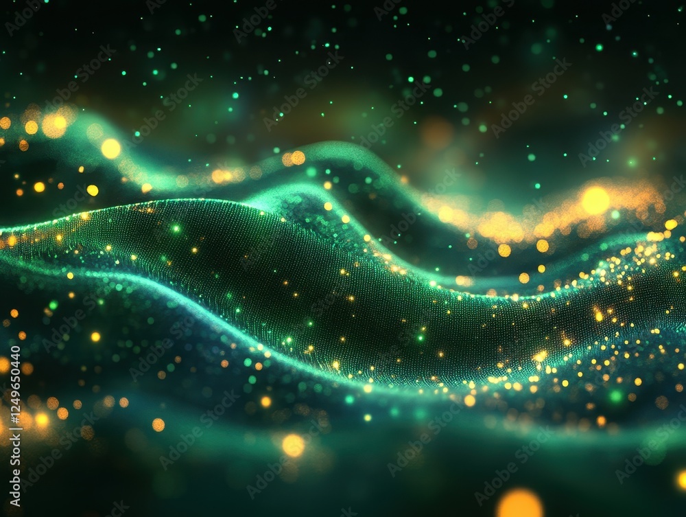 Poster abstract waves of light and particles create a mesmerizing visual effect.