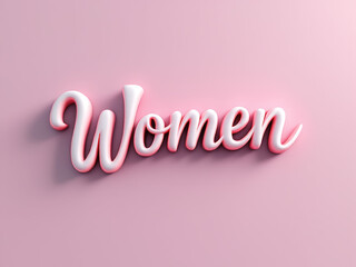 Women" 3D Cursive Text with Pink Shadow on Light Pink Background