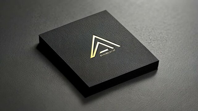 Elegant black business card with a gold logo design