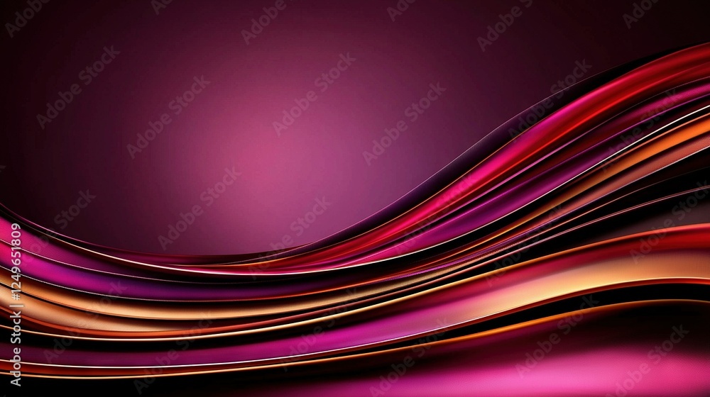 Poster a detailed shot of a purple-red backdrop featuring a wavy pattern at the base and the bottom right c