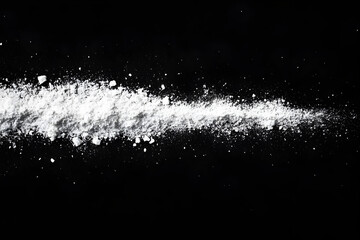 Cocaine line isolated on black background