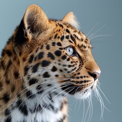 Obraz premium Majestic leopard against a pristine white background a striking contrast of nature s beauty