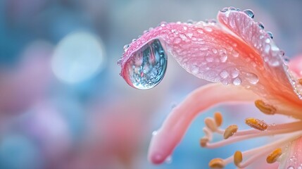 makrofotografia, kropla wody, rosa, kwiat, płatek kwiatu, bokeh, delikatność, pastelowe kolory, natura, świeżość, krople rosy, makro, naturalne światło, miękkie światło, detale, makrofotografia kwiató