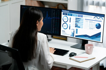 Business data dashboard provide business intelligence analytic for marketing strategy planning...