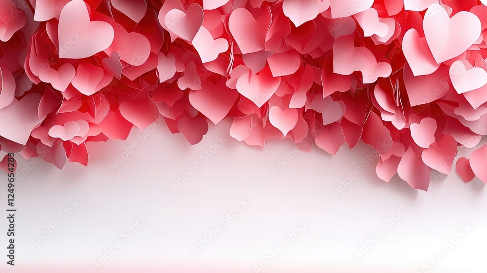 Poster a white background with pink heart icons surrounding it, offering space for text or image insertion