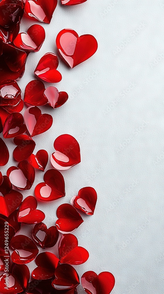 Aufkleber a zoomed-in photo of multiple red love symbols on a pure background featuring a spot for an accompan
