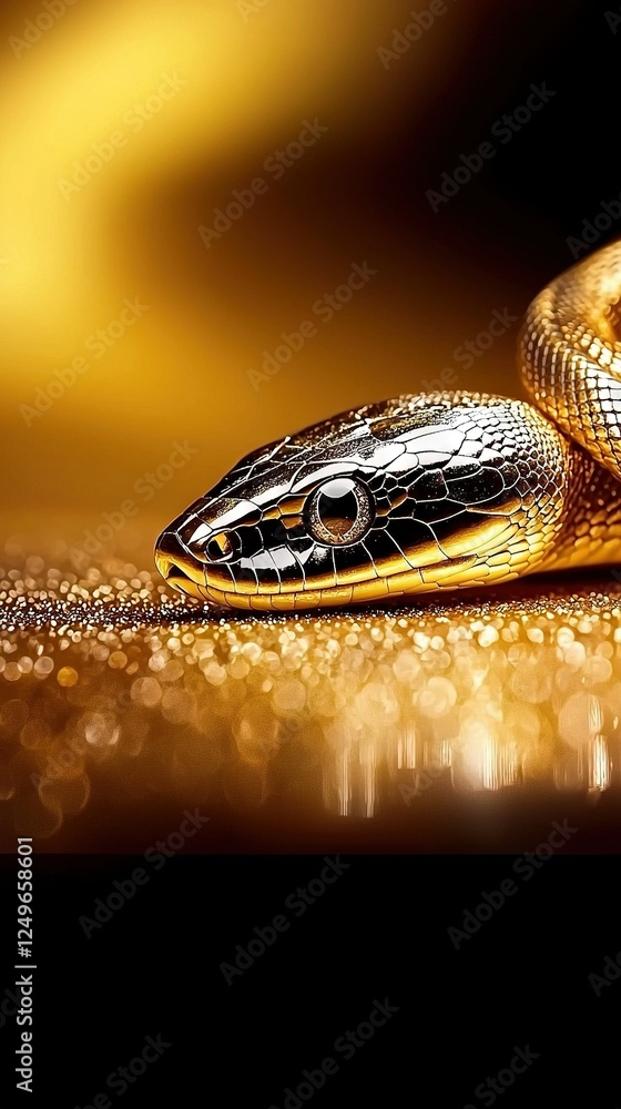 Aufkleber a sharp image of a snake resting on a clear table against a focused backdrop