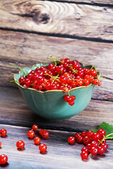 Red Currants in Green Ceramic Bowl