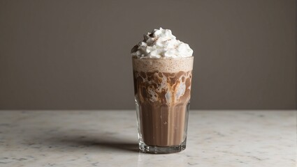 Delicious iced mocha mint latte topped with whipped cream and a hint of peppermint a refreshing treat for coffee lovers