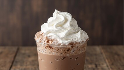 Delicious iced mocha mint latte topped with whipped cream and a hint of peppermint a refreshing treat for coffee lovers