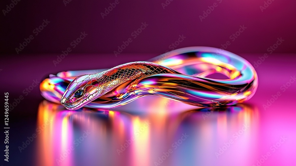 Poster a detailed photo of a gleaming object atop a reflective surface, featuring a mirror-like image of a 