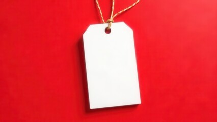 Blank sale tag displayed against a vibrant red background, highlighting promotional opportunities for retail products and creative marketing ideas. Generative AI