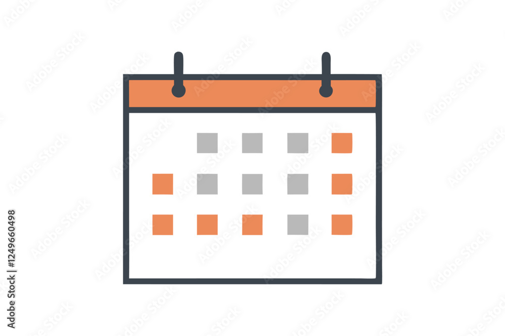 Poster minimalist calendar icon with simple grid lines on a white background