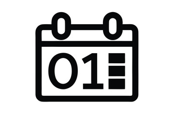 Minimalist calendar icon with bold numbers for the date on a white background