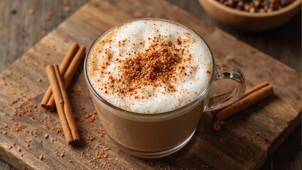 Delicious Spicy Chai Latte with traditional spices creamy milk froth and a sprinkle of nutmeg perfect for cozy vibes