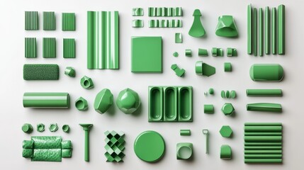 Fototapeta premium bundle green colour professional graphic design element 2d isolated with white background