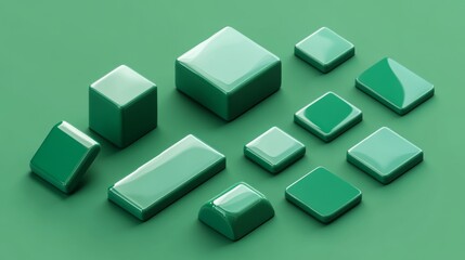 Obraz premium bundle green colour professional graphic design element 2d isolated with white background
