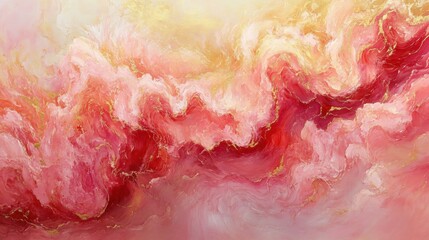 Abstract Pink and Gold Swirl with Waves of Cloudy Textures